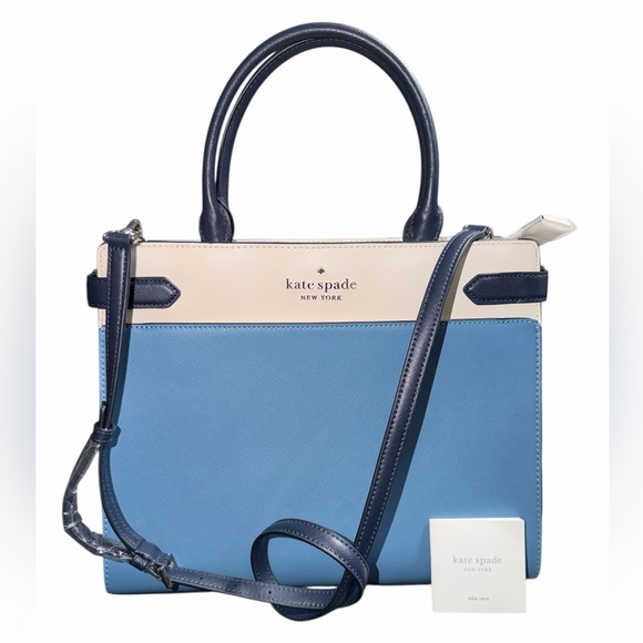kate spade Handbags - Kate Spade staci colorblock satchel/crossbody Niagara blue saffiano leather nwot